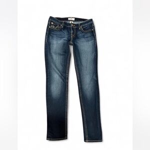 PRVCY Dark Blue Low Rise Skinny Straight Leg Jeans